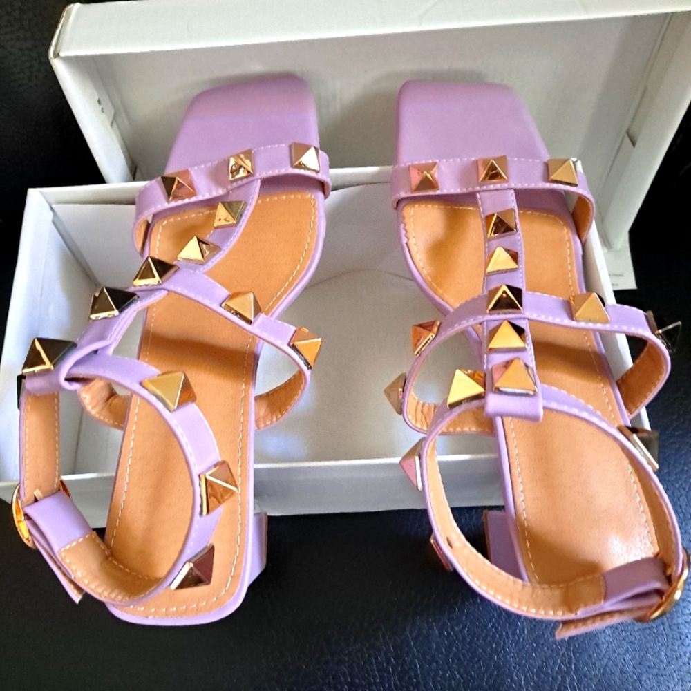 Purple strappy sandals